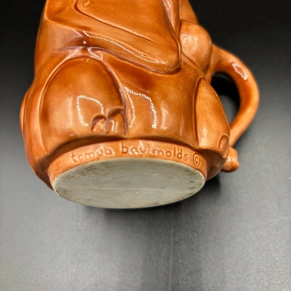 Vintage Tampa Bay Molds Elephant Coffee‎ Mug Whimsical Trunk Brown 3.5